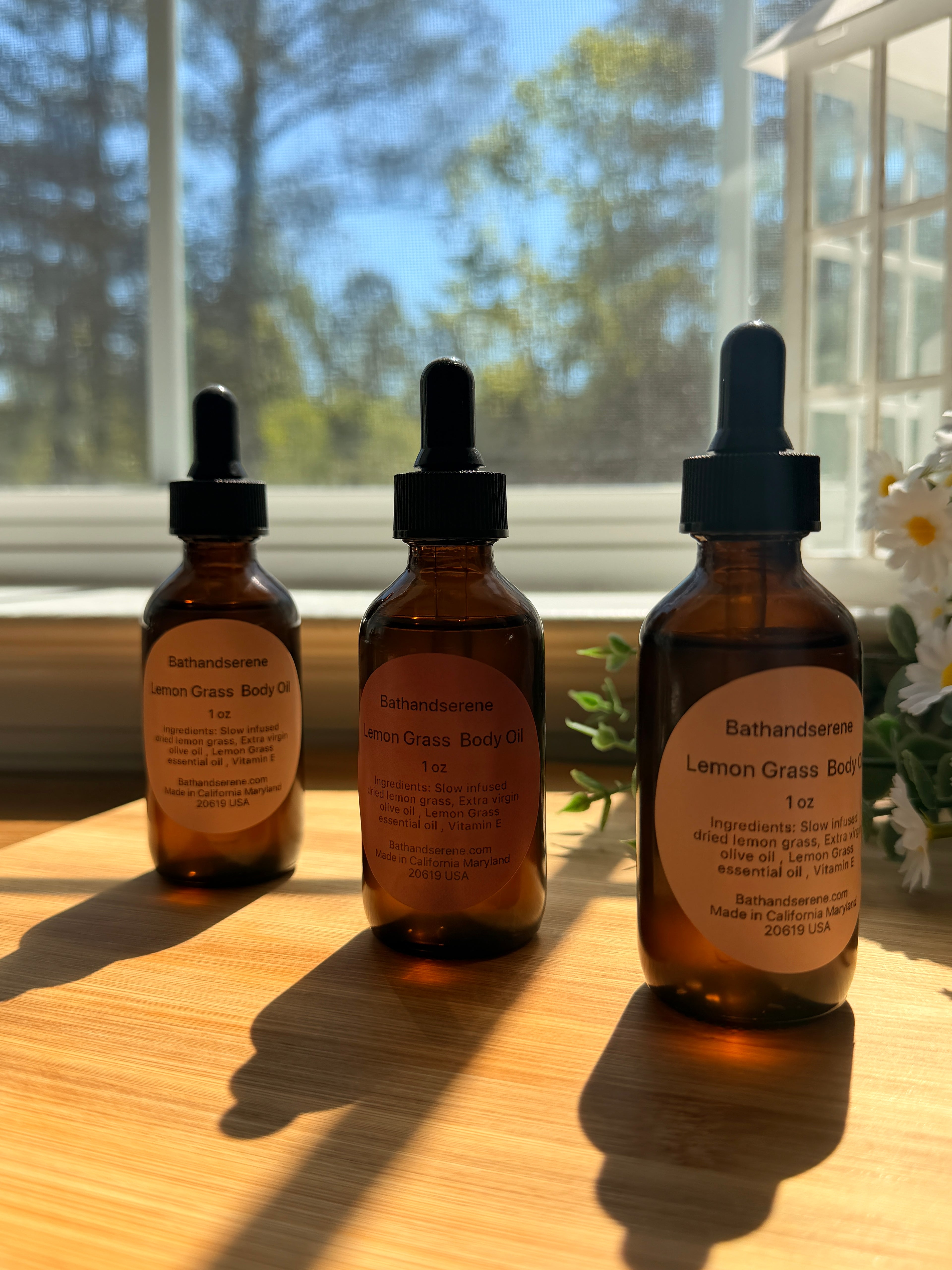Stress relief lavender and lemon grass body oil .
