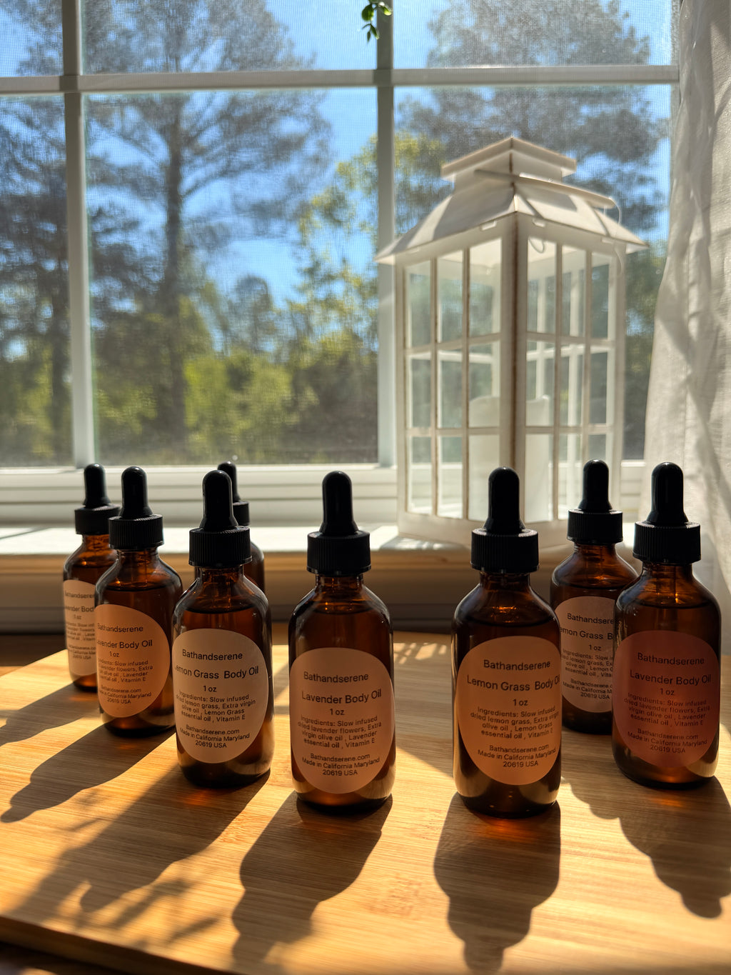 Stress relief lavender and lemon grass body oil .