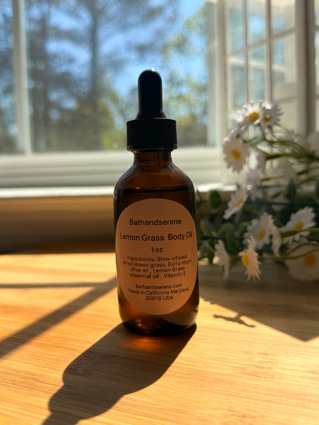 Stress relief lavender and lemon grass body oil .